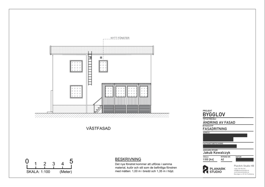 Fasadritning - Fastighet i Trelleborg 